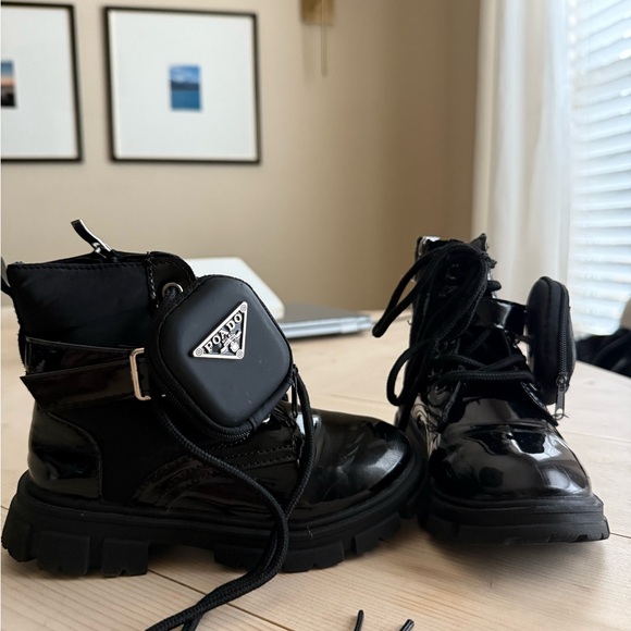 Black Combat & Moto Boots - Picture 3 of 4